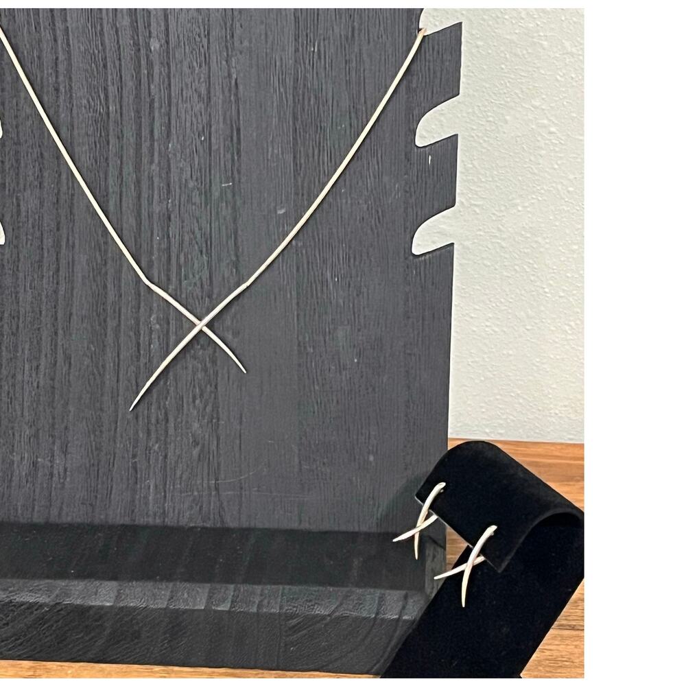 Andrew Scott Sterling Silver 925 Necklace & Earrings Set Kinetic X Design, 9.92g